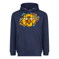 Navy bee sunflower leopard Heavyweight Hoodie - AdoDesignShop