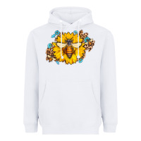 White bee sunflower leopard Heavyweight Hoodie - AdoDesignShop