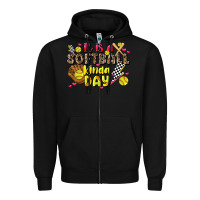 Black it is a softball kinda day Zipper Hoodie - JahusDesignShop
