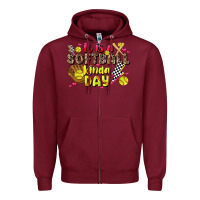 Burgundy it is a softball kinda day Zipper Hoodie - JahusDesignShop
