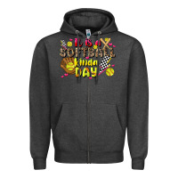 Charcoal Heather it is a softball kinda day Zipper Hoodie - JahusDesignShop