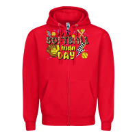 Red it is a softball kinda day Zipper Hoodie - JahusDesignShop