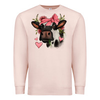 Pale Pink valentines day cow Premium Sweatshirt - Jasminsmagicworld