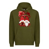 Army Green valentines day gnomies Premium Hoodie - NancyCooperArtShop