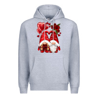 Heather Grey valentines day gnomies Premium Hoodie - NancyCooperArtShop