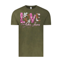 Vintage Olive love like jesus Vintage Tee - texasbilliewilder