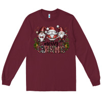Burgundy merry christmas Long Sleeve Tee - CowhideDigitalArt