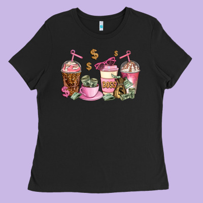 Boss Lady Coffee Cups Ladies Tee Designed By Adodesignshop