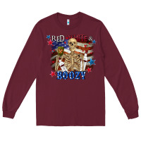 Burgundy Red white boozy 4th of july Long Sleeve Tee - CowGirlArtShop