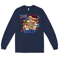 Navy Red white boozy 4th of july Long Sleeve Tee - CowGirlArtShop