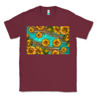 Burgundy western sunflowers skinny metal can holder Classic Tee - HRA Design Shop