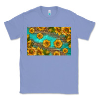 Colony Blue western sunflowers skinny metal can holder Classic Tee - HRA Design Shop