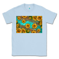 Dusty Blue western sunflowers skinny metal can holder Classic Tee - HRA Design Shop