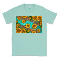 Seafoam western sunflowers skinny metal can holder Classic Tee - HRA Design Shop