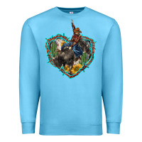 Ocean Blue western heart bullfighter  cactus sunflower aztek pattern Premium Sweatshirt - BarkalooDesign