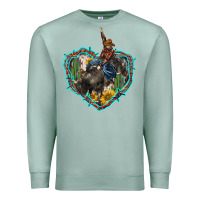 Seafoam western heart bullfighter  cactus sunflower aztek pattern Premium Sweatshirt - BarkalooDesign