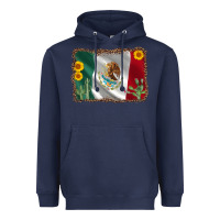 Navy mexico flag sunflower cactus Heavyweight Hoodie - AdoDesignShop