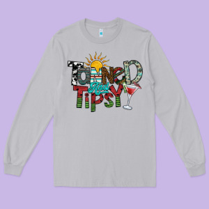 Tanned And Tipsy Long Sleeve Tee Designed By Sublimationcraftshop