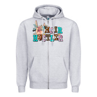 Heather Grey hair hustler Zipper Hoodie - AdoDesignShop