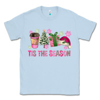 Dusty Blue Pink Christmas Tis The Season Classic Tee - FaDigitalArtStudio