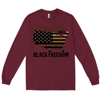 Burgundy juneteenth 1865 black freedom Long Sleeve Tee - HRA Design Shop
