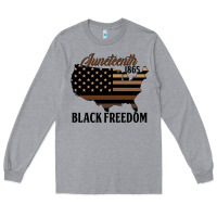 Heather Grey juneteenth 1865 black freedom Long Sleeve Tee - HRA Design Shop