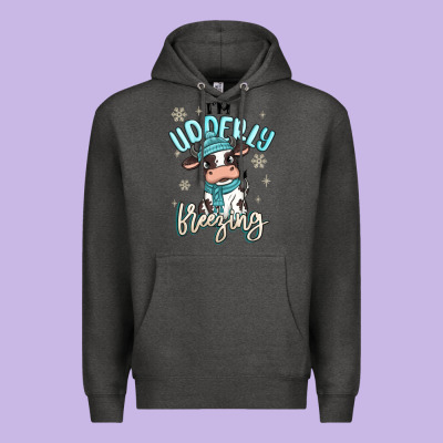 I'm Udderly Freezing Baby Cow Premium Hoodie Designed By Maliassmallbusiness