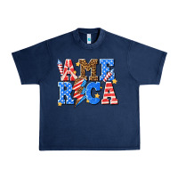 Navy America with lightning bolt Urban Heavy Tee - texasbilliewilder