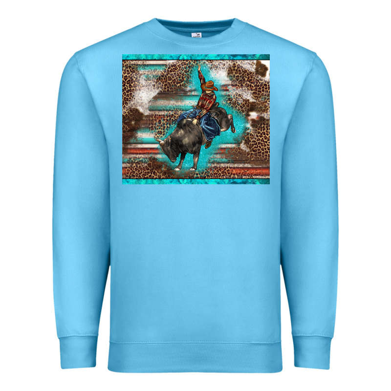 Western Rodeo Bullfighter Serape Leopards Turquoise's Gliterrs Premium Sweatshirt by BarkalooDesign | Teevron