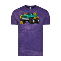 Cloud Purple monster truck with sunflower western Vintage Tee - texasbilliewilder