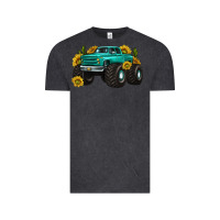 Vintage Black monster truck with sunflower western Vintage Tee - texasbilliewilder