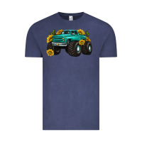 Vintage Denim monster truck with sunflower western Vintage Tee - texasbilliewilder