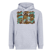 Heather Grey western leopards and turquoise with cowhide background Heavyweight Hoodie - Artiststas