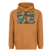 Meerkat western leopards and turquoise with cowhide background Heavyweight Hoodie - Artiststas