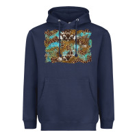 Western Leopards And Turquoise With Cowhide Background Heavyweight Hoodie | Teevron