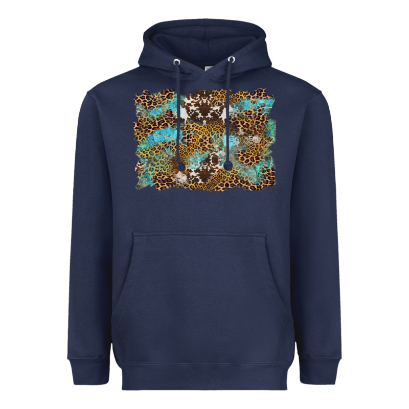 Western Leopards And Turquoise With Cowhide Background Heavyweight Hoodie by Artiststas | Teevron