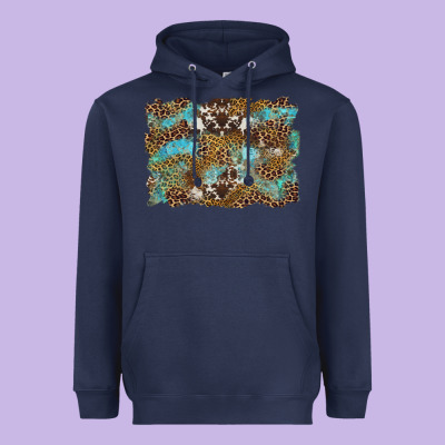 Western Leopards And Turquoise With Cowhide Background Heavyweight Hoodie Designed By Artiststas