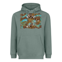 Sage western leopards and turquoise with cowhide background Heavyweight Hoodie - Artiststas