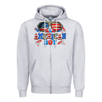 Heather Grey all american boy Zipper Hoodie - AdoDesignShop