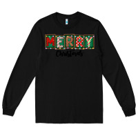 Black Merry Christmas Long Sleeve Tee - CowhideDigitalArt