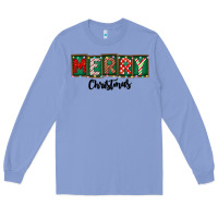Colony Blue Merry Christmas Long Sleeve Tee - CowhideDigitalArt