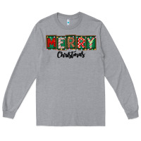Heather Grey Merry Christmas Long Sleeve Tee - CowhideDigitalArt