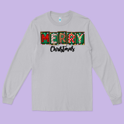 Merry Christmas Long Sleeve Tee Designed By Cowhidedigitalart