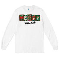 White Merry Christmas Long Sleeve Tee - CowhideDigitalArt