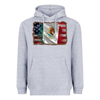 Heather Grey mexico flag and usa flag Heavyweight Hoodie - AdoDesignShop