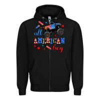 Black all american boy  monsterr truck Zipper Hoodie - AdoDesignShop