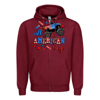 Burgundy all american boy  monsterr truck Zipper Hoodie - AdoDesignShop