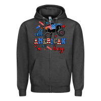 Charcoal Heather all american boy  monsterr truck Zipper Hoodie - AdoDesignShop