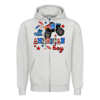 Dove Grey all american boy  monsterr truck Zipper Hoodie - AdoDesignShop