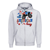Heather Grey all american boy  monsterr truck Zipper Hoodie - AdoDesignShop